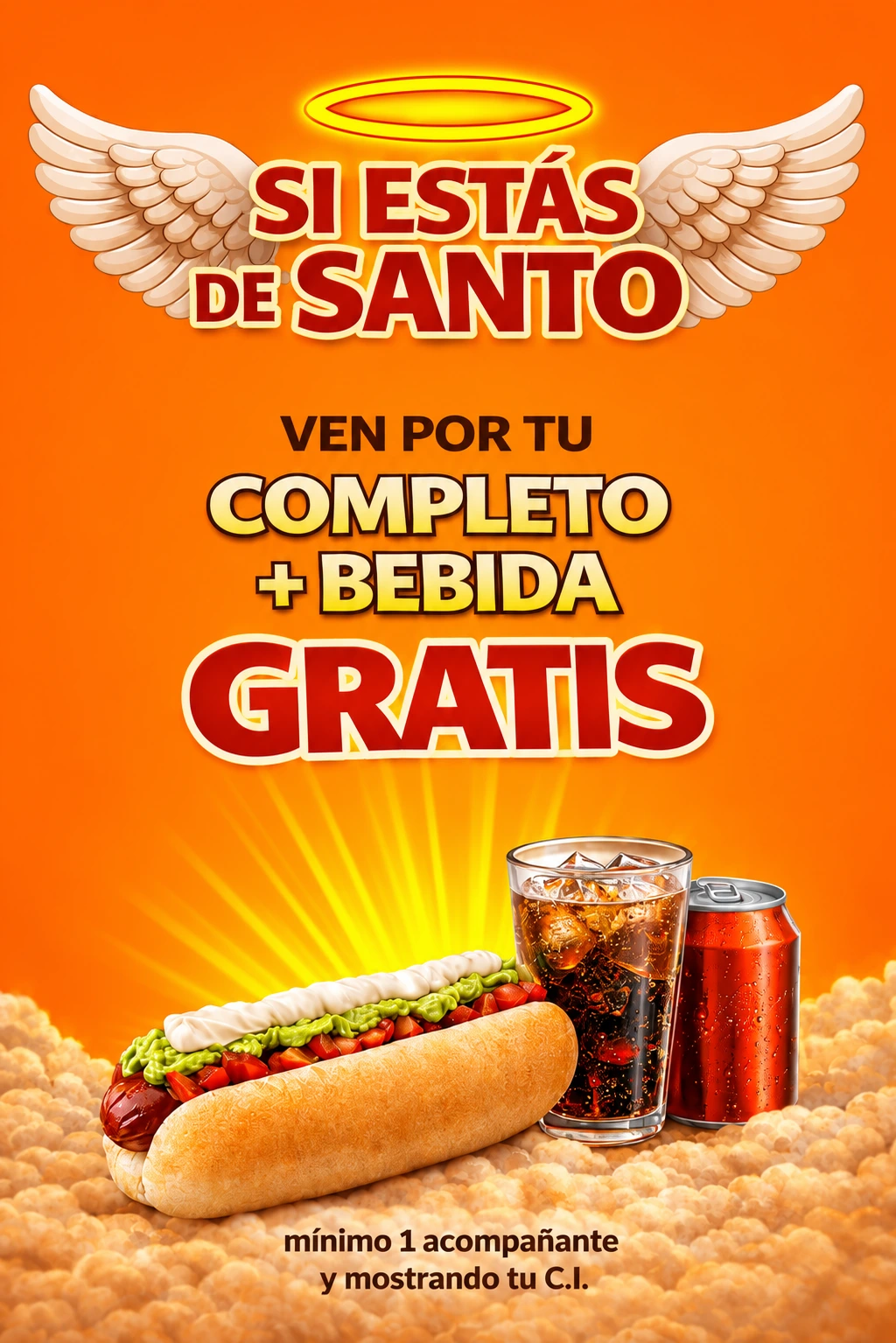 Promo: completo y bebida gratis si estás de santo
